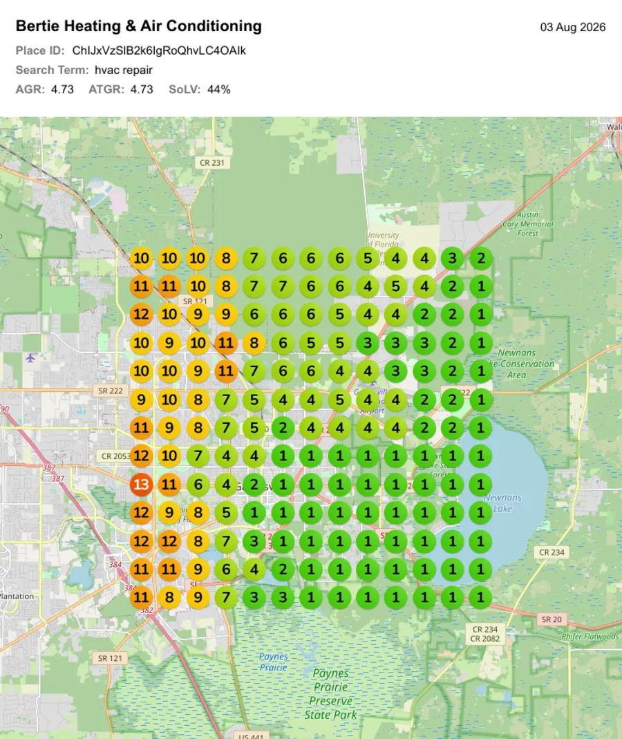 Map rank grid for hvac repair on August 3, after: far more green cells.